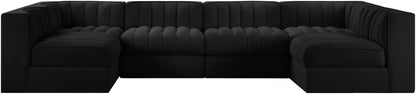Rummi - Armless Velvet Performance Fabric Upholstered 6 Piece Modular Sectional