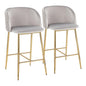Fran - Pleated Waves Contemporary / Glam Fixed Height Counter Stool (Set of 2)