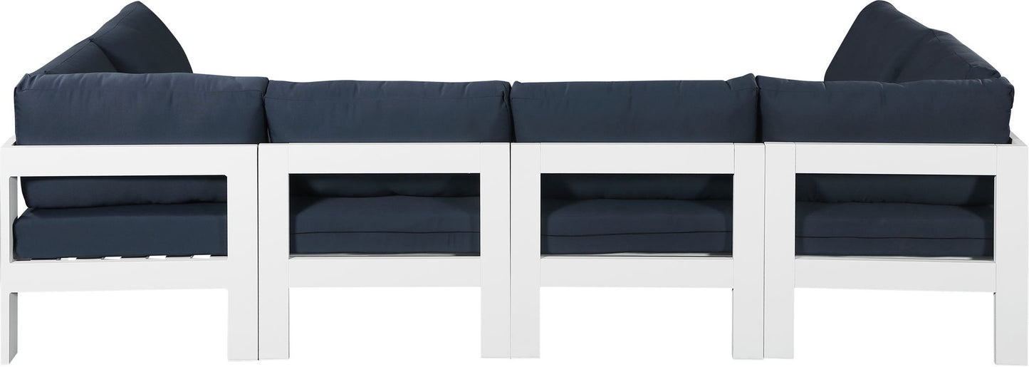 Nizuc - Outdoor Patio 6 Piece Modular Sectional With White Frame