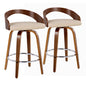 Grotto - Mid Century Modern Elegant Fixed Height Counter Stool With Swivel With Round Footrest (Set of 2)