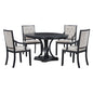 5 Piece Dining Set Extendable Round Table And 4 Chairs - Black / Oak