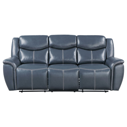 Stanwicke - Motion Reclining Sofa With Drop Down Table - Blue