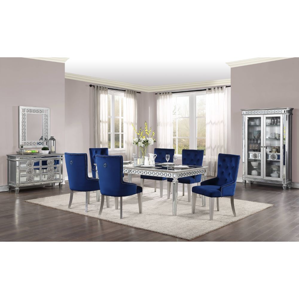 Varian - 78" Dining Table - Mirrored & Antique Platinum