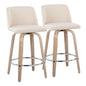 Toriano - Contemporary Fixed Height Counter Stool With Swivel & Round Footrest Modern Design (Set of 2)