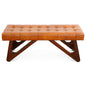 Mia - Bench With Buttons - Brown / Rustic