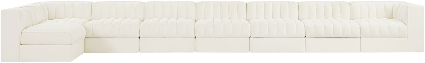 Rummi - Velvet Performance Fabric Upholstered 8 Piece Modular Sectional, L-Shaped (Right)
