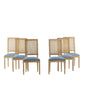 French Country Dining Chair With Rectangular Cane Backrest And Smooth Upholstered Seating