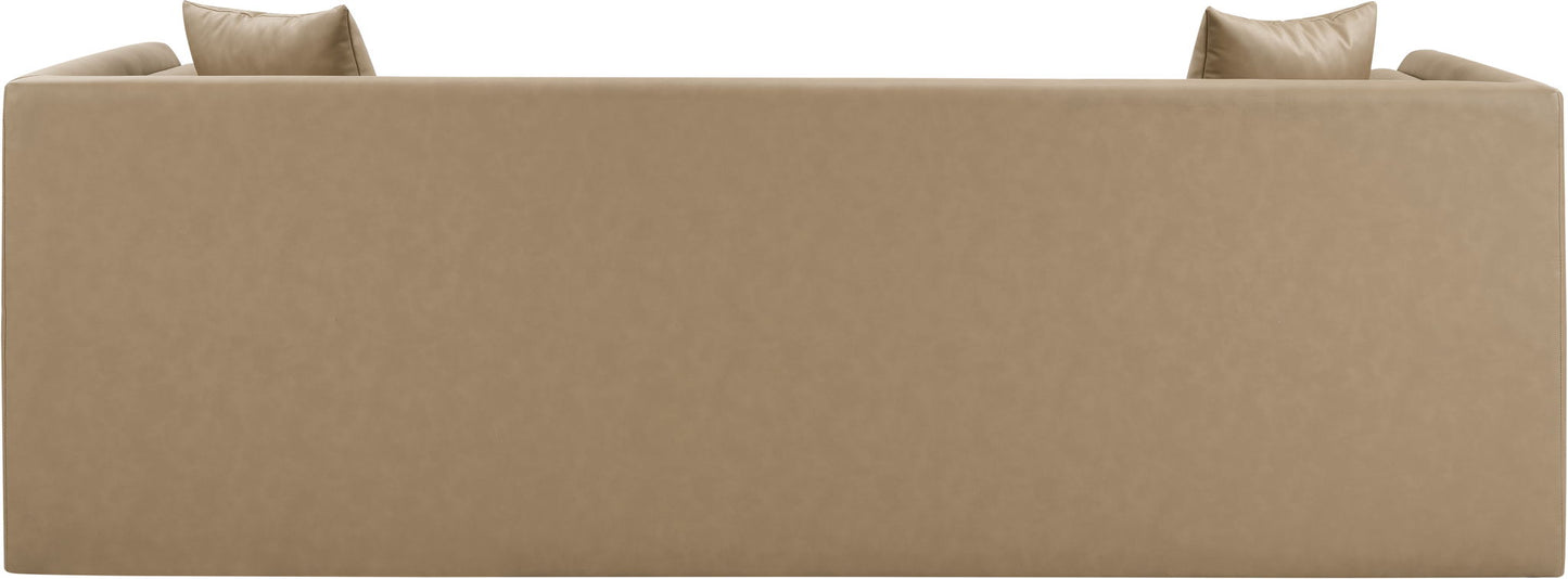 Everett - Vegan Leather 88.5" Upholstered Sofa - Tan