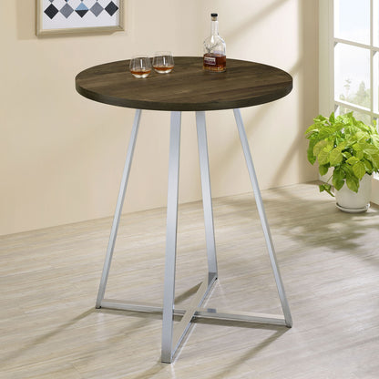 Burkhart - Round Height Bistro Bar Table - Brown Oak