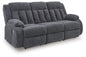 Observation - Reclining Power Sofa With Drop Down Table - Steel