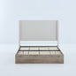 Shelton - Queen Upholstered Wingback Bed With 54" High Headboard - Ivory / Light Gray / Camel Oak