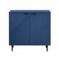 Side Cabinet With Adjustable Shelves And Geometric Door Panels - Navy Blue