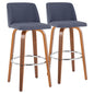 Toriano - Mid Century Modern Fixed Height, Barstool With Swivel With Round Footrest (Set of 2)