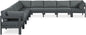 Nizuc - Outdoor Patio 9 Piece Modular Sectional With Gray Frame