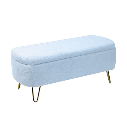 Storage Ottoman Bench For End Of Bed Legs, Modern Camel Faux Fur Entryway Bench Upholstered Padded With Storage For Living Room Bedroom