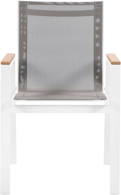 Nizuc - Outdoor Patio Dining Arm Chair With White Frame And Natural Arms (Set of 2)