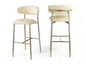 Lupita - Vegan Leather Upholstered Bar Stool (Set of 2) - Cream / Brushed Gold