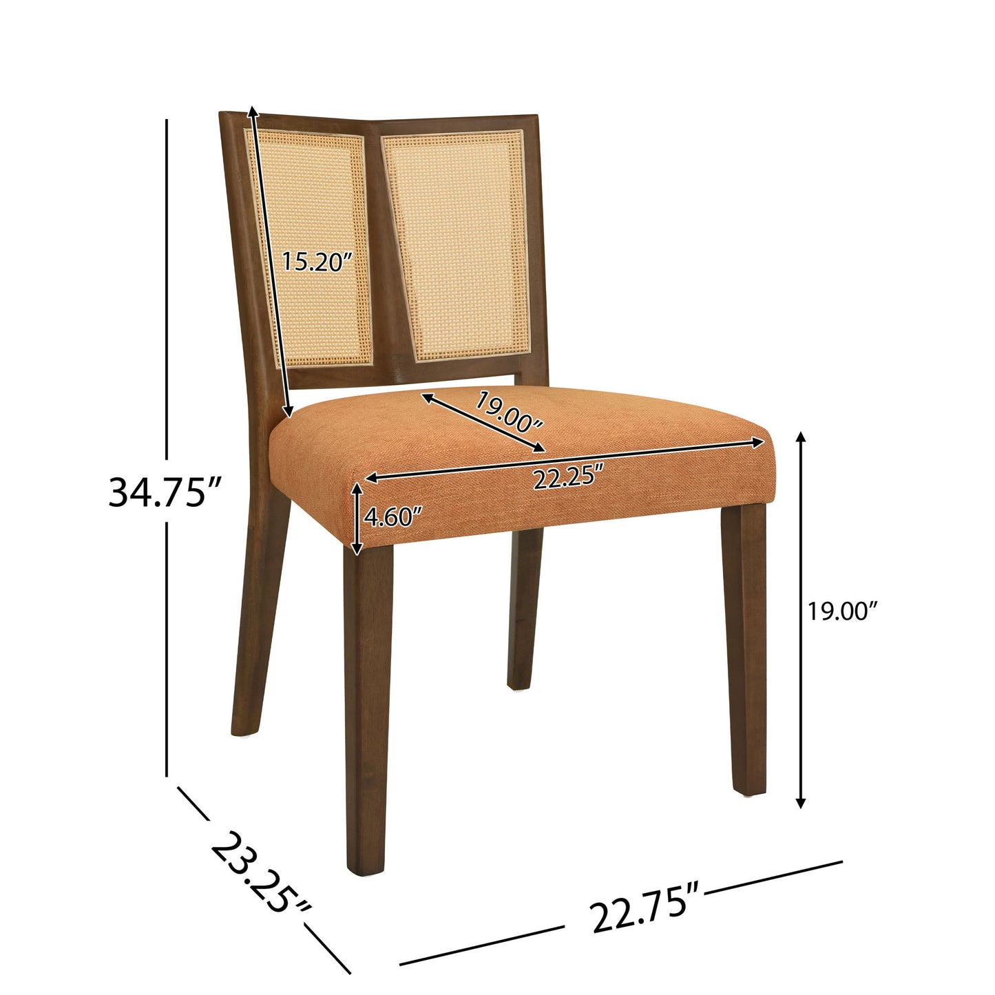 Mid Century Rattan Dining Chair Without Arms Set