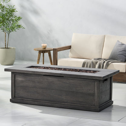 Transitional Rectangular Outdoor Propane Fire Pit With 50, 000 Btu