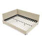 Mid-Century Storage Upholstered Tufted Bed Frame With Backrest And Armrests