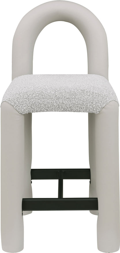 Amari - Vegan Leather and Boucle Fabric Stool