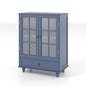 Minimalist Buffet Cabinet With Double Glass Doors And Drawer
