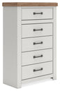 Savonport - Five Drawer Chest - White / Brown