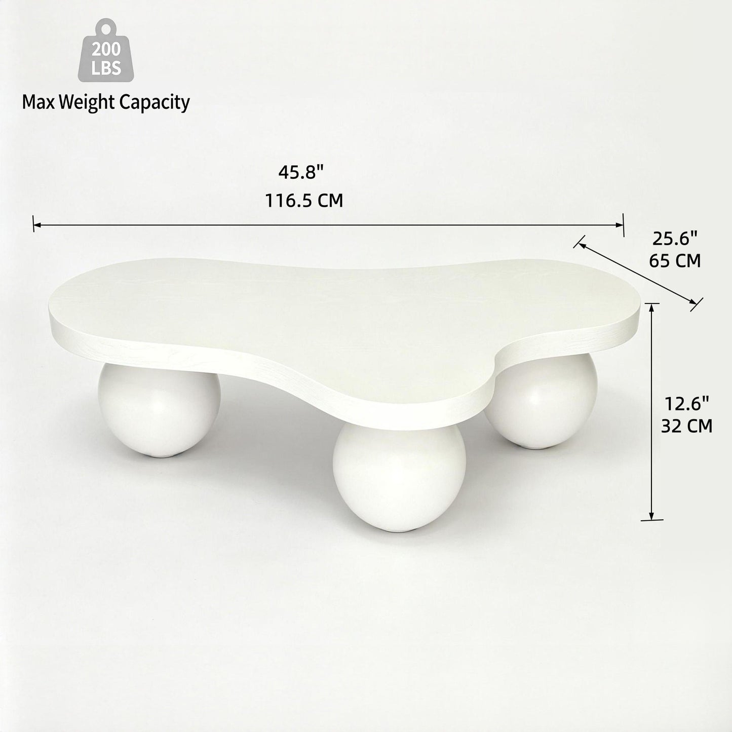 Cloud Shaped Coffee Table With 3 Ball Legs For Living Room