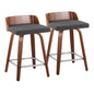 Maya - Mid Century Modern Fixed Height Counter Stool With Swivel With Square Footrest (Set of 2)