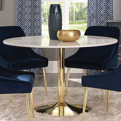 Raleigh - Pedestal Dining Table - White Marble