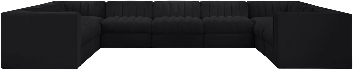 Rummi - Velvet Performance Fabric Upholstered 9 Piece Modular Sectional