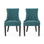 Dining Chair (Set of 2) With Upholstered Diamond Tufting And Espresso Birch Legs - Teal