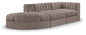 Rummi - Velvet Performance Fabric Upholstered 3 Piece Modular Sectional