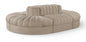 Rummi - Oval Velvet Performance Fabric Upholstered 6 Piece Modular Sectional