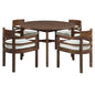 5 Piece Round Patio Table & Cushioned Armrest Chairs, Outdoor Dining Set With Umbrella Hole