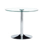 Modern Minimalist Circular Glass Dining Table With Electroplated Metal Legs 35" Diameter - Transparent