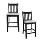 Transitional Rubberwood Dining Room Chairs (Set of 2) With Slatted Back - Black
