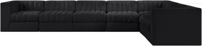 Rummi - Velvet Performance Fabric Upholstered 7 Piece Modular Sectional (With 3 Corner Chairs)