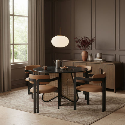 Aurum - Vegan Leather Upholstered Dining Chair With Graphite Black Base (Set of 2)