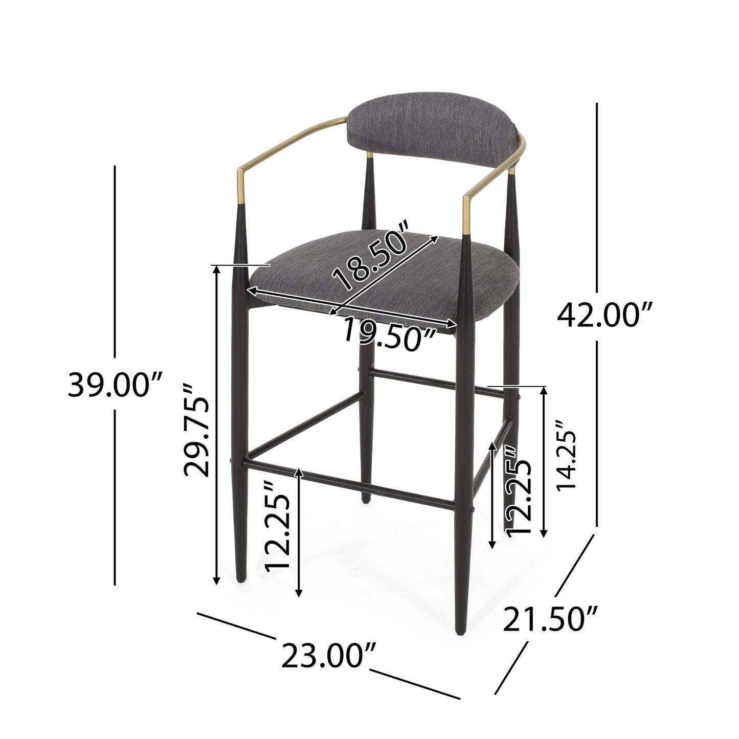 Upholstered Bar Stools With Backs For Kitchen Island (Set of 2)