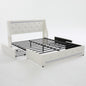 Wingback Upholstered Bed Frame With LED Lights, Charging Station
