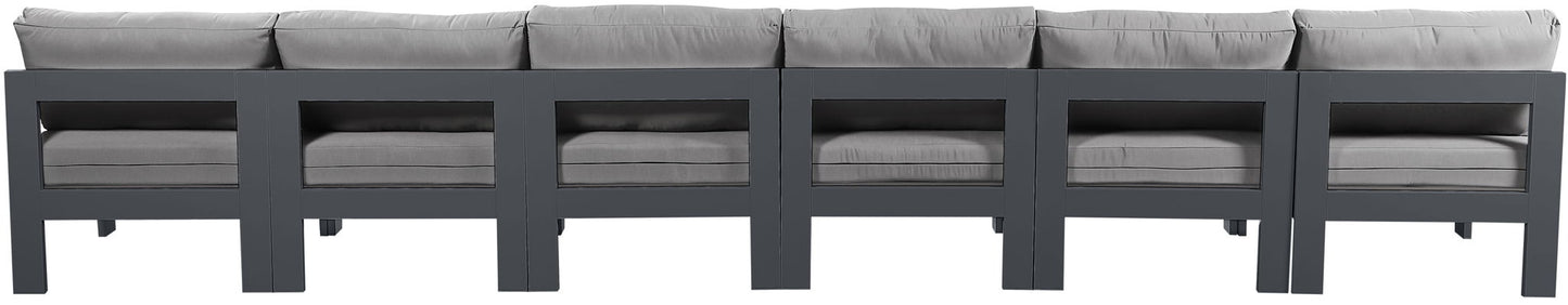 Nizuc - Outdoor Patio 6 Seat Armless Modular Sofa With Gray Frame