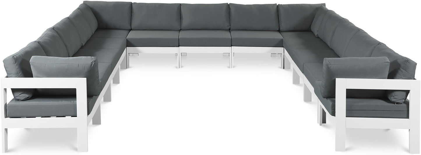 Nizuc - Outdoor Patio 13 Piece Modular Sectional With White Frame