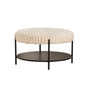 Modern Upholstered Round Ottoman Coffee Table With Storage Shelf