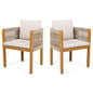 Outdoor Dining Chairs With Mix Rope Handles (Set of 2)