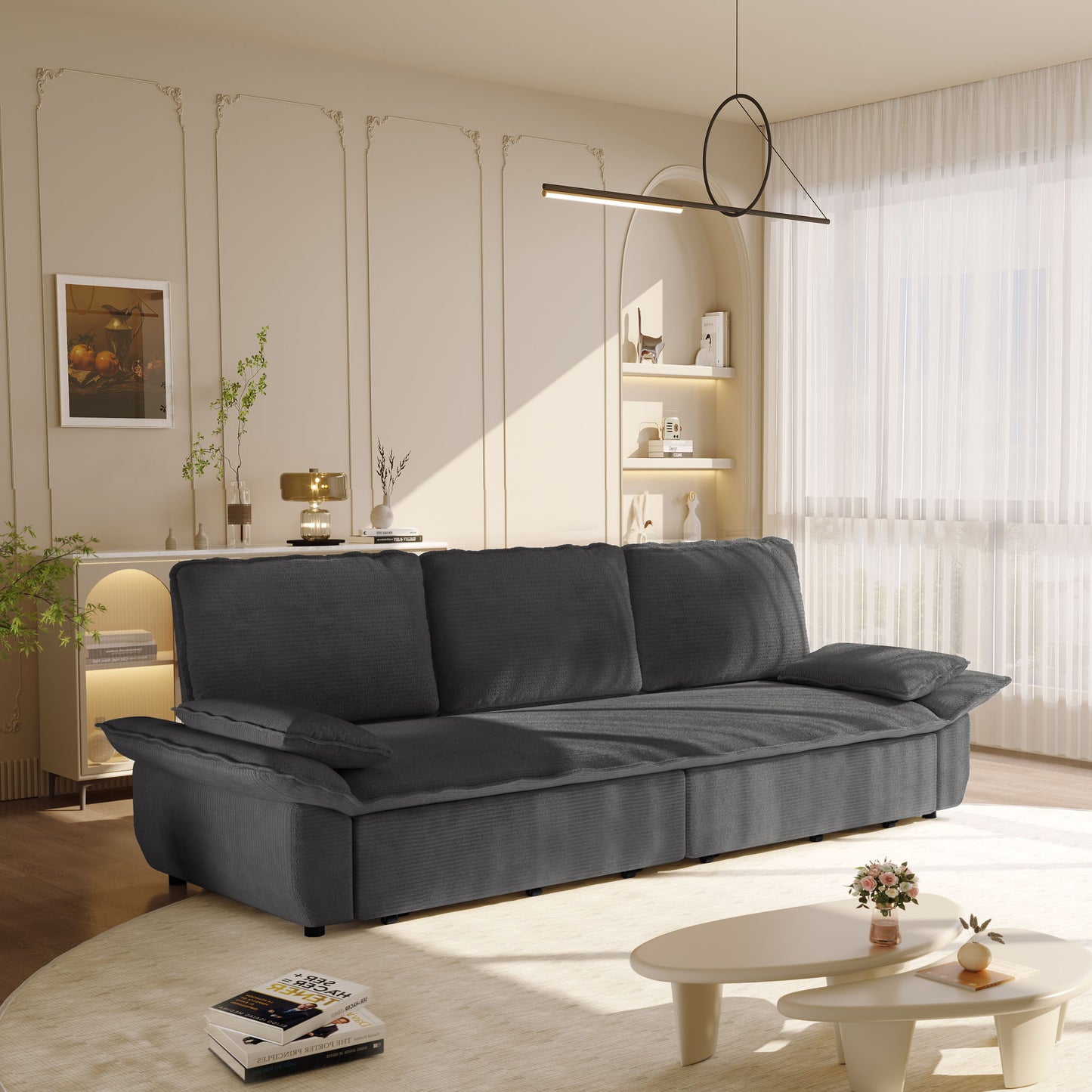 King Size Pull Out Sofa Bed, 3 In 1 Convertible Multifunctional