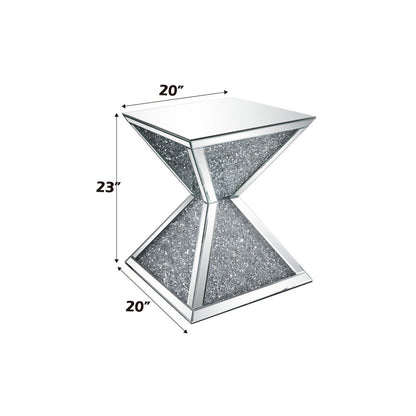 Noralie - End Table With Faux Diamonds - Mirrored