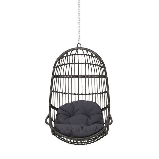 Rustic Hanging Basket Chair With Cushion
