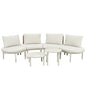 6 Piece Patio Set, Half Moon Outdoor Sectional Sofa With 2 High Low Coffee Tables, 4 Pillows & Cushions