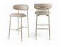 Lupita - Vegan Leather Upholstered Bar Stool With Brushed Gold Frame (Set of 2)